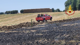 Morrovalle - Incendio in un campo mietuto